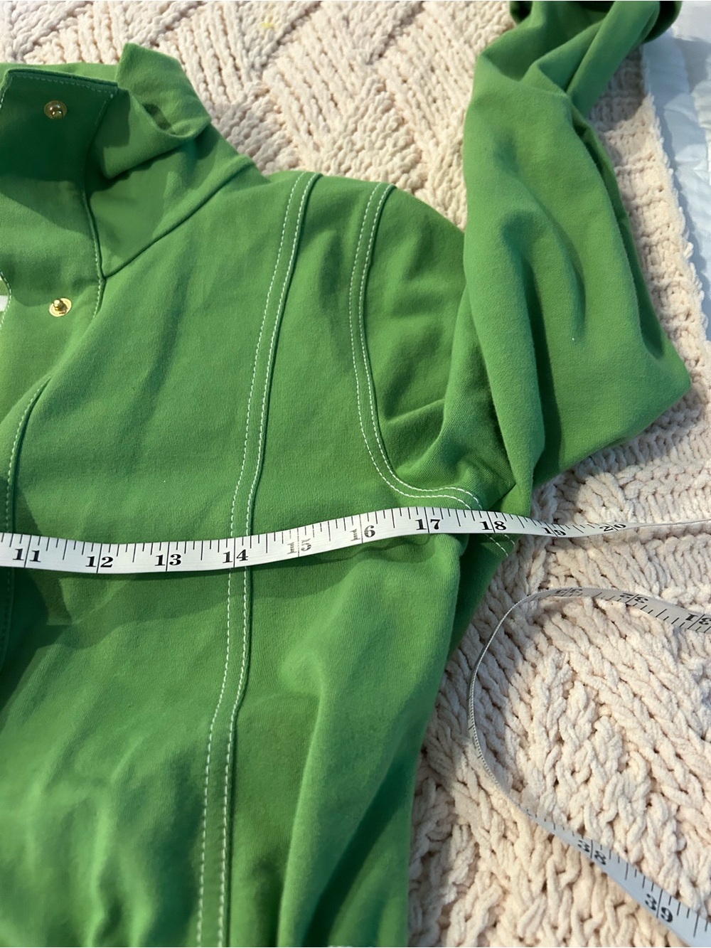 Jones of NY Green Drawstring Waist Jacket - Casual Zip-Front Coat - Picture 6 of 8